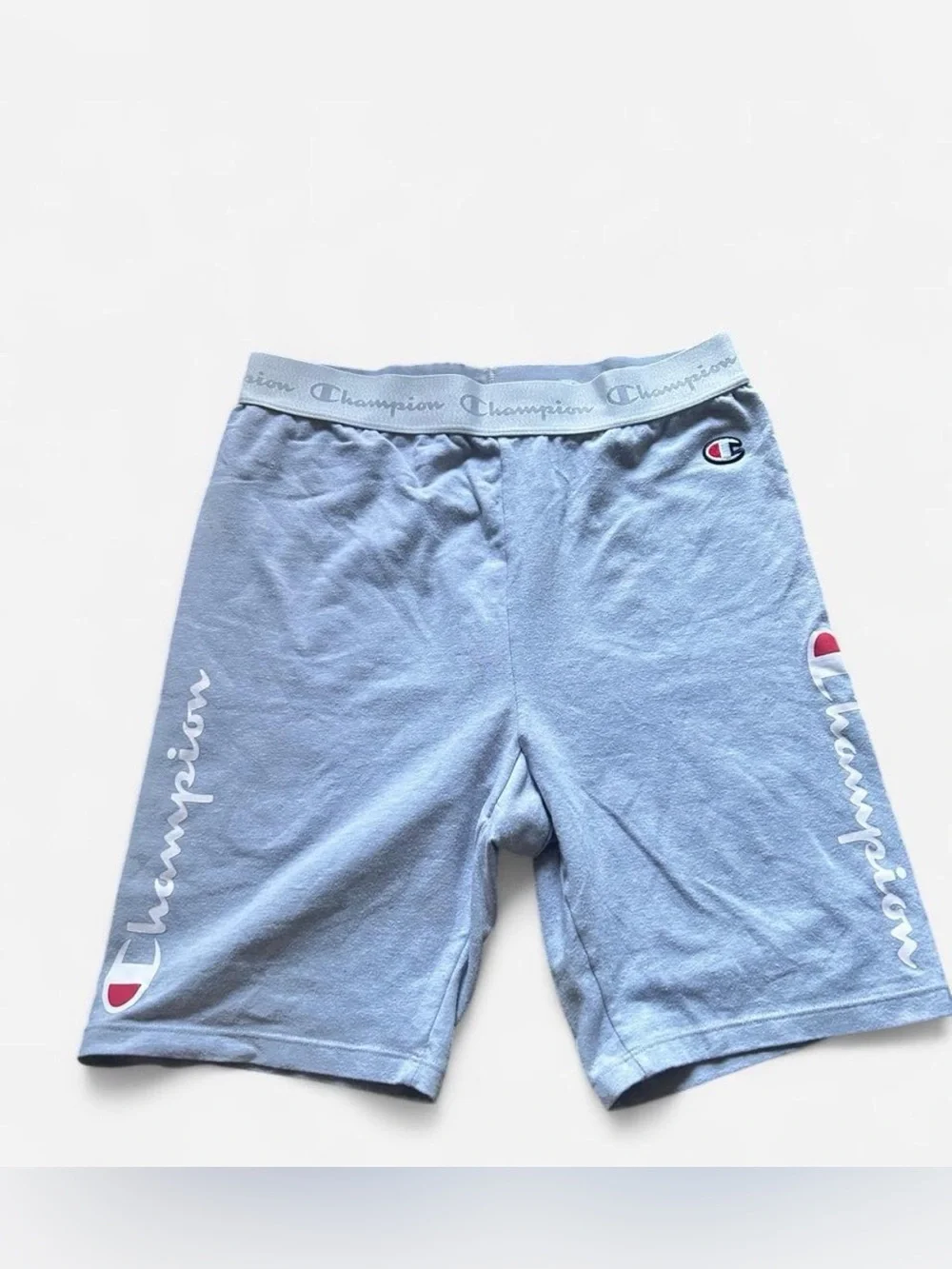 Champion Women's Light Blue Logo Athletic Shorts